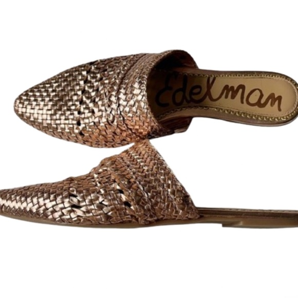 Sam Edelman Natalya Rose Gold Woven Leather Mules 9.5 - Picture 4 of 7